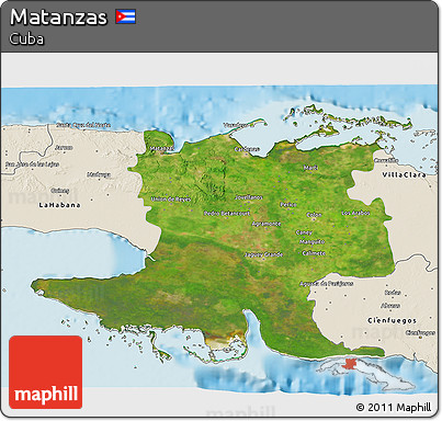 Satellite 3D Map of Matanzas, shaded relief outside