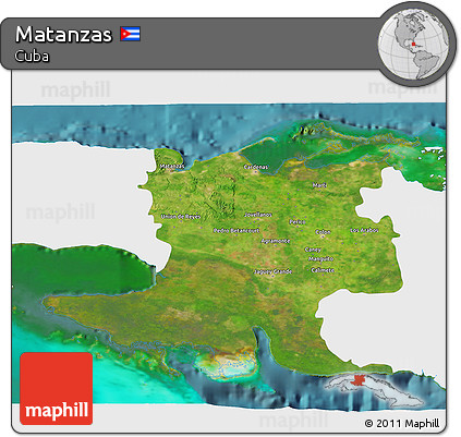 Satellite 3D Map of Matanzas, single color outside