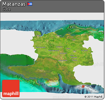 Satellite 3D Map of Matanzas, single color outside