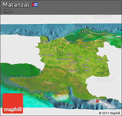 Satellite 3D Map of Matanzas, single color outside