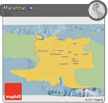 Savanna Style 3D Map of Matanzas, single color outside