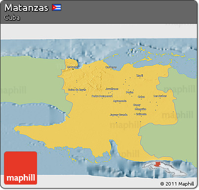 Savanna Style 3D Map of Matanzas, single color outside