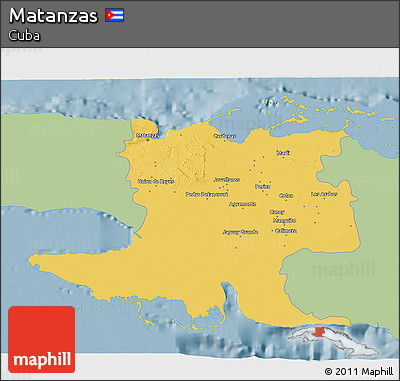 Savanna Style 3D Map of Matanzas, single color outside