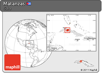 Blank Location Map of Matanzas, highlighted country, within the entire country