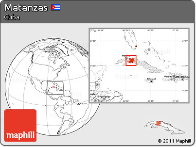 Blank Location Map of Matanzas, highlighted country, within the entire country