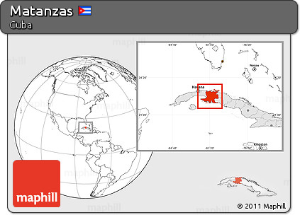 Blank Location Map of Matanzas, highlighted country