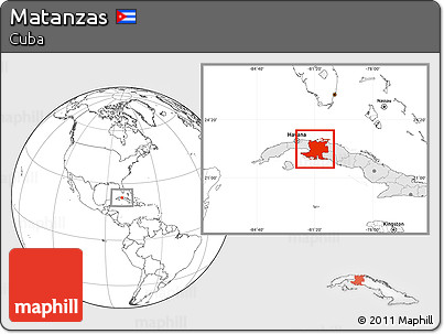 Blank Location Map of Matanzas, highlighted country