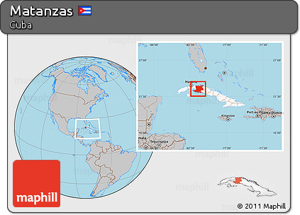 Gray Location Map of Matanzas, highlighted country, within the entire country