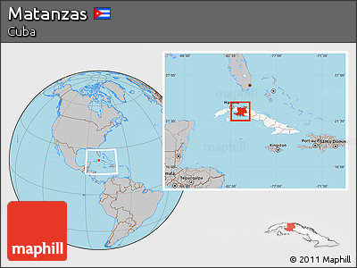 Gray Location Map of Matanzas, highlighted country, within the entire country