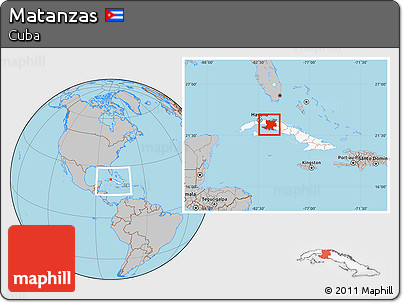 Gray Location Map of Matanzas, highlighted country, within the entire country