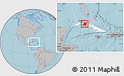 Gray Location Map of Matanzas, highlighted country, within the entire country, hill shading