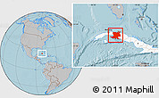 Gray Location Map of Matanzas, highlighted country, hill shading