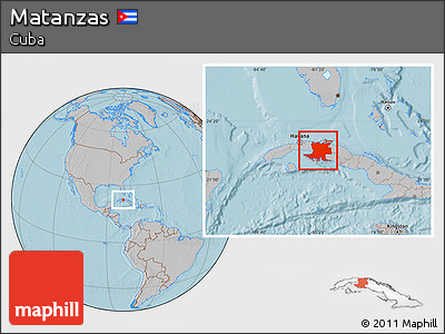 Gray Location Map of Matanzas, hill shading