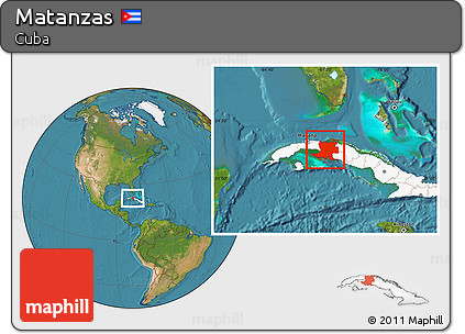 Satellite Location Map of Matanzas, highlighted country