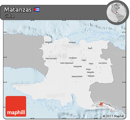 Gray Map of Matanzas, single color outside