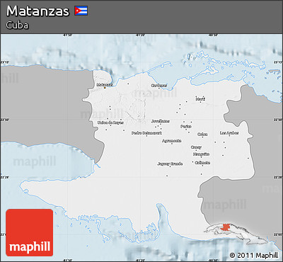 Gray Map of Matanzas, single color outside