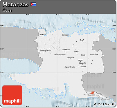 Gray Map of Matanzas, single color outside