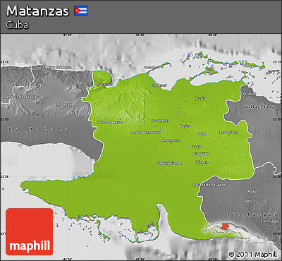 Physical Map of Matanzas, desaturated