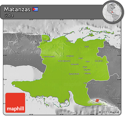 Physical Map of Matanzas, desaturated