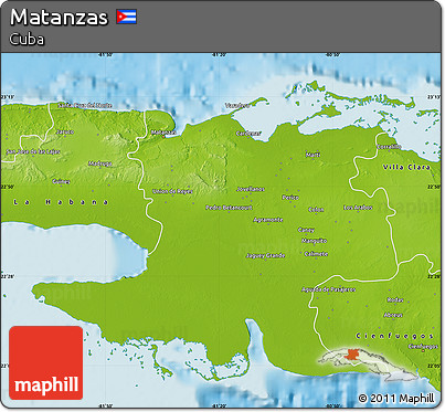 Physical Map of Matanzas