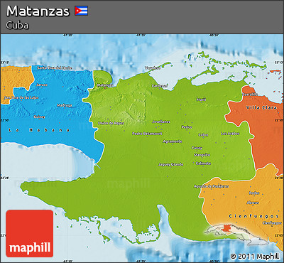 Physical Map of Matanzas, political outside