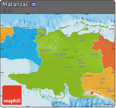 Physical Map of Matanzas, political outside