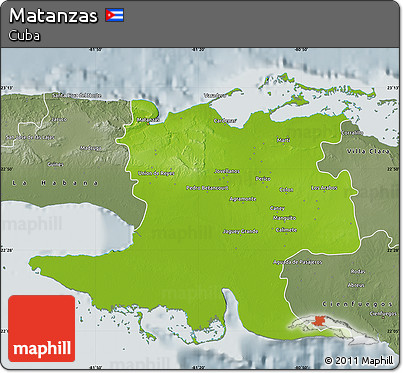 Physical Map of Matanzas, semi-desaturated