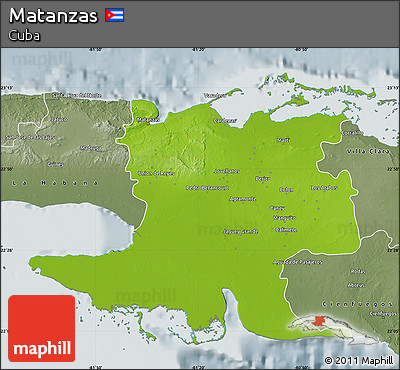 Physical Map of Matanzas, semi-desaturated