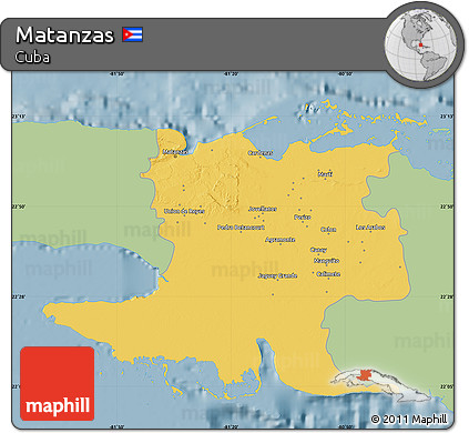 Savanna Style Map of Matanzas, single color outside