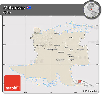 Shaded Relief Map of Matanzas, cropped outside