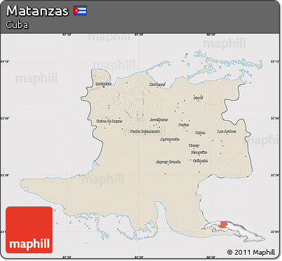 Shaded Relief Map of Matanzas, cropped outside