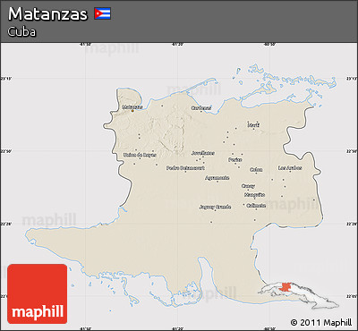 Shaded Relief Map of Matanzas, cropped outside