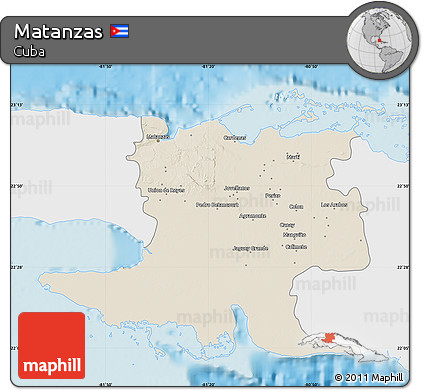 Shaded Relief Map of Matanzas, single color outside