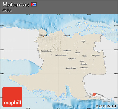 Shaded Relief Map of Matanzas, single color outside