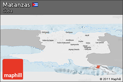 Gray Panoramic Map of Matanzas, single color outside