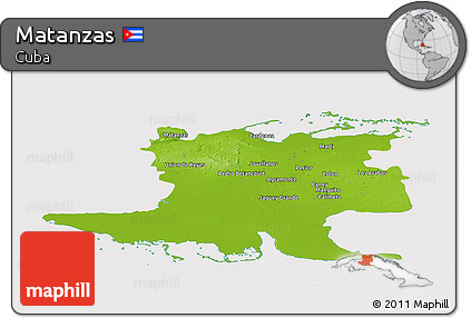 Physical Panoramic Map of Matanzas, cropped outside