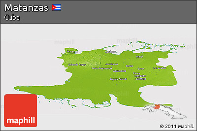 Physical Panoramic Map of Matanzas, cropped outside