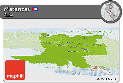 Physical Panoramic Map of Matanzas, lighten