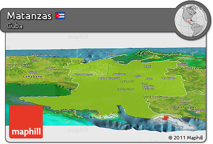 Physical Panoramic Map of Matanzas, satellite outside