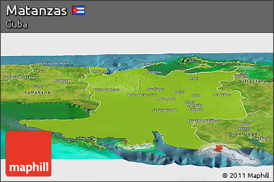 Physical Panoramic Map of Matanzas, satellite outside