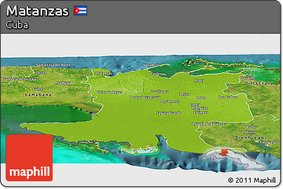 Physical Panoramic Map of Matanzas, satellite outside