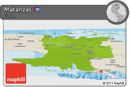 Physical Panoramic Map of Matanzas, shaded relief outside