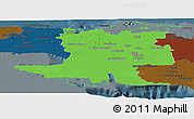 Political Panoramic Map of Matanzas, darken
