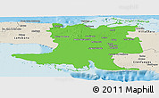 Political Panoramic Map of Matanzas, shaded relief outside