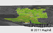 Satellite Panoramic Map of Matanzas, darken, desaturated
