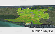 Satellite Panoramic Map of Matanzas, darken, semi-desaturated