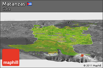 Satellite Panoramic Map of Matanzas, desaturated