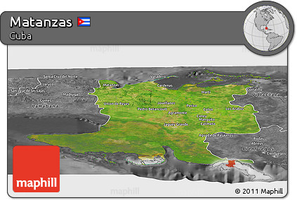 Satellite Panoramic Map of Matanzas, desaturated