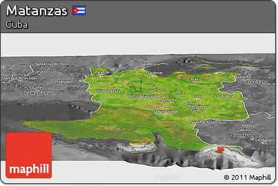 Satellite Panoramic Map of Matanzas, desaturated