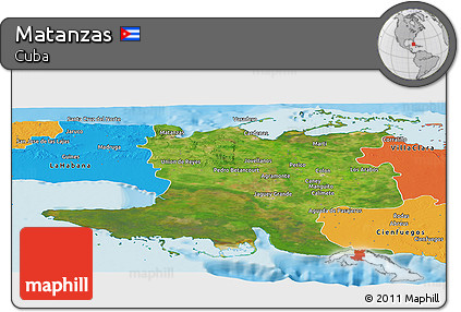 Satellite Panoramic Map of Matanzas, political outside
